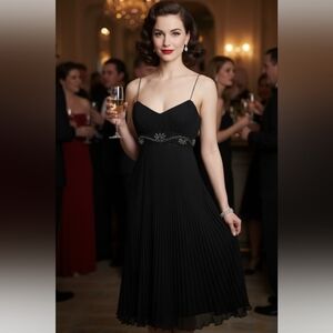 Vintage Y2K Betsey Johnson Evening Accordion Pleated Midi Dress Size 6